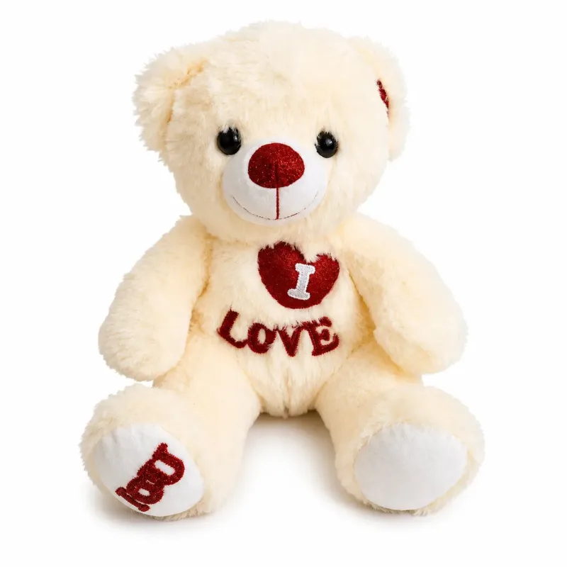 Urso De Pelúcia TK I Love You 36cms - Creme