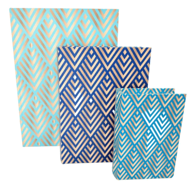 Caixa Livro Decorativa Geometrica Azul 30/23/16cm 3pc