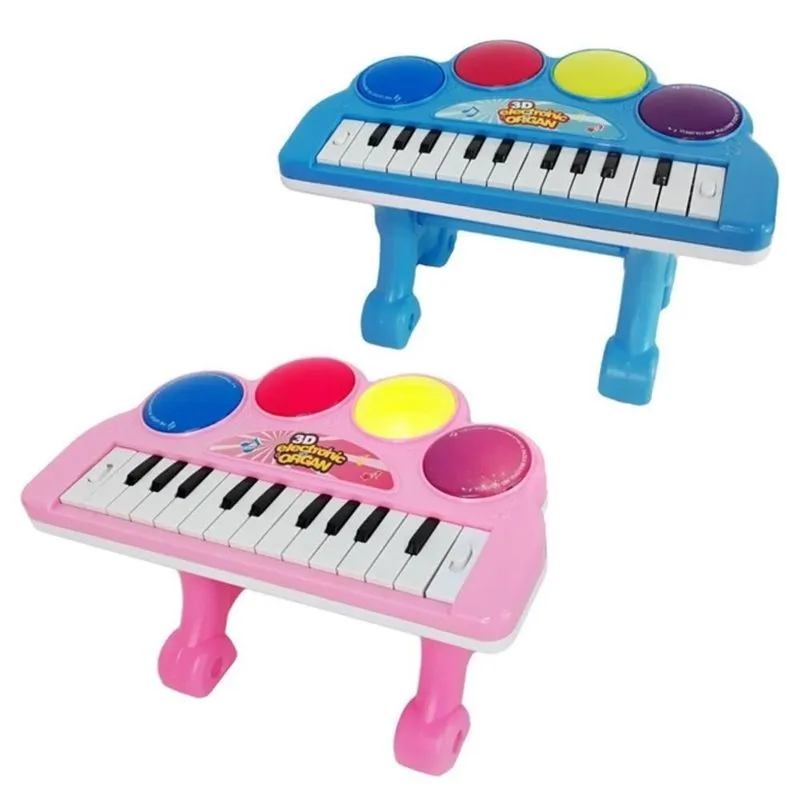 Teclado Infantil Piano Com Apoio Baby Musical Com Som Luz E Melodias Menino E Menina Rosa