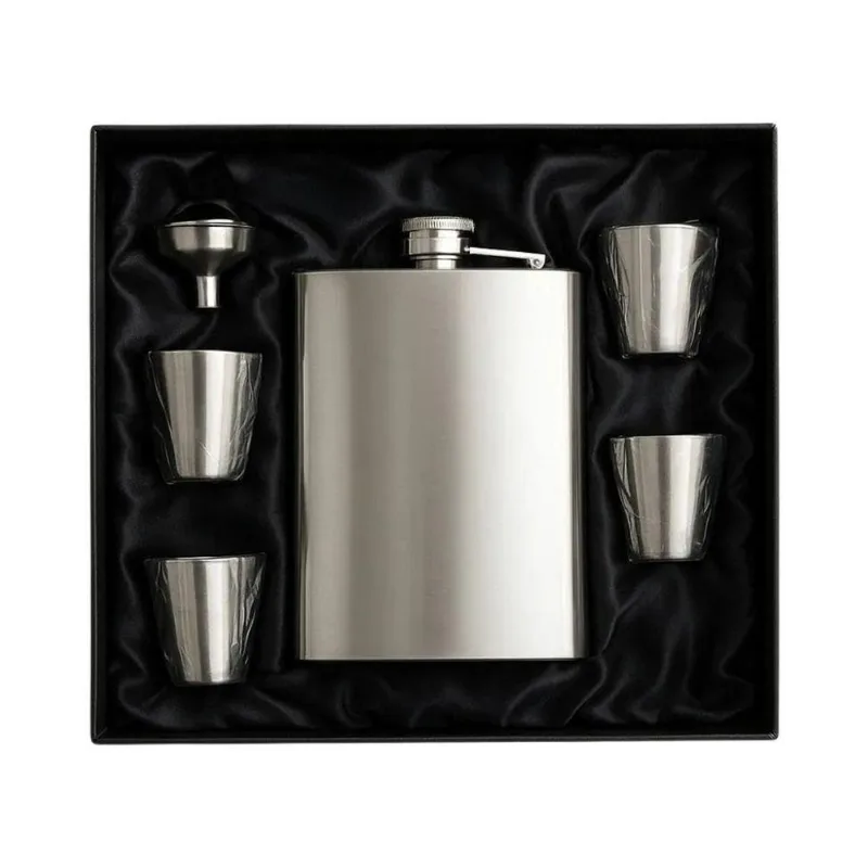 Kit Cantil De Bolso Inox Copos Funil Portátil Premium 6 Pçs