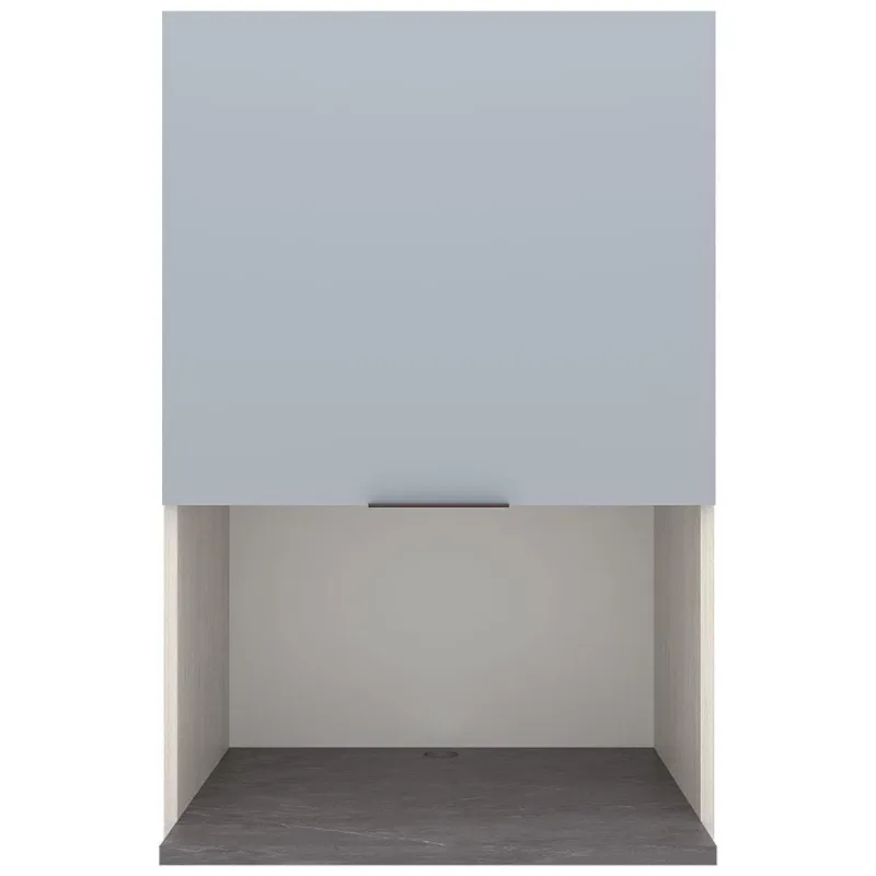 Armário Aéreo Bartira Cristal MDP 15mm com Nicho para Micro-ondas e 1 Porta - 60cm de largura Azul Claro