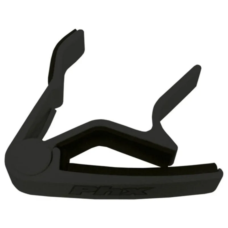 Capotraste Curva c/ Mola p/ Violao Aco Nylon Preto Phoenix