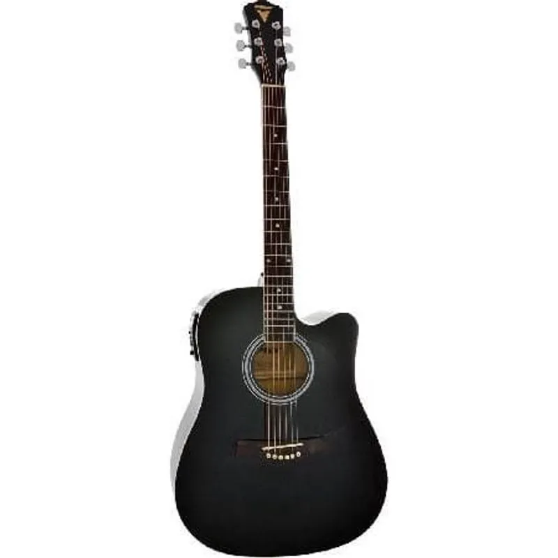 Violão aço elétrico folk cutaway px-199 bk preto equalização 4 bandas com afinador cromático
