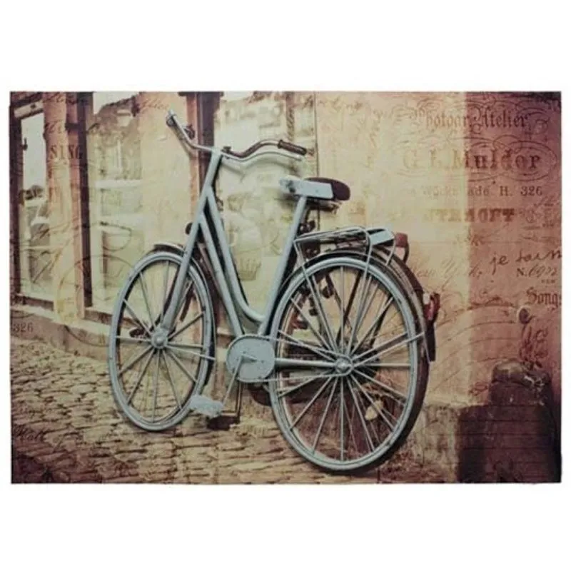 Quadro Decorativo Com Metal Bicicleta Azul 70x100x4cm
