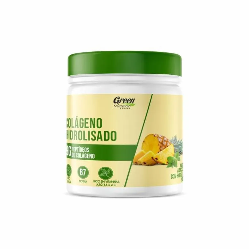 Colágeno HID.9G peptídeos inst. abacaxi c/ hortelã 200G green nutrition