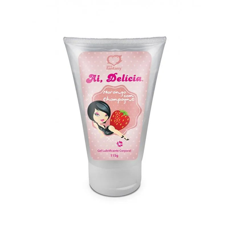Lubrificante Ai, Delícia Gel lubrificante íntimo Morango com Champanhe115g - Sexy Fantasy