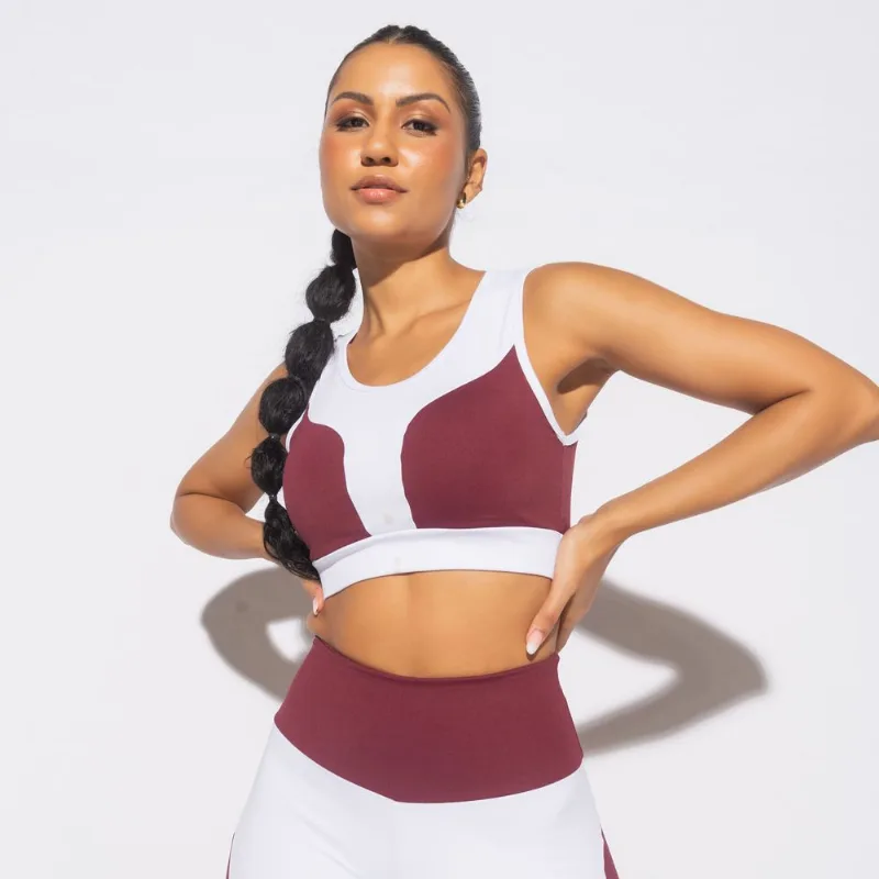 Top Fitness Vinho com Detalhes Brancos TP1367 P