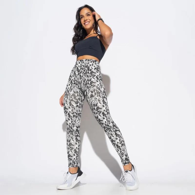 Legging Fitness Estampada Oncinha em Tons de Cinza LG2072 GG