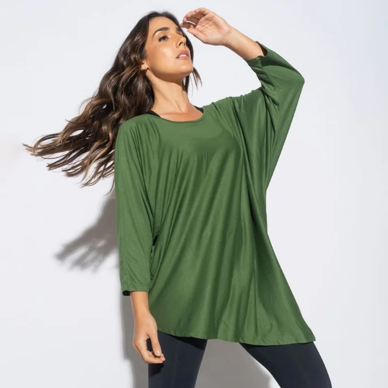 Blusa Fitness Verde Lisa de Manga Longa CT817 Camiseta Fitness Verde Lisa de Manga Longa CT817.1.P Verde