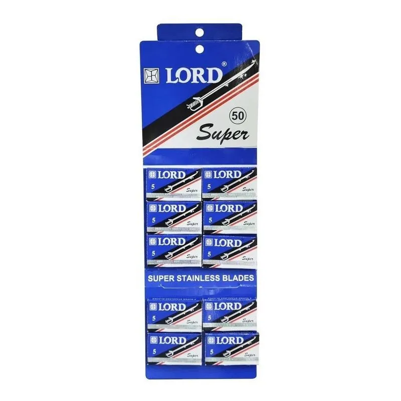 Cartelas Lâmina Barbear Lord Super Azul Laminas Inteiras 50