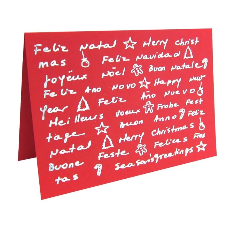 Cartão Teca Sazonal Natal- Fabriano Idiomas - Natal - Vermelho