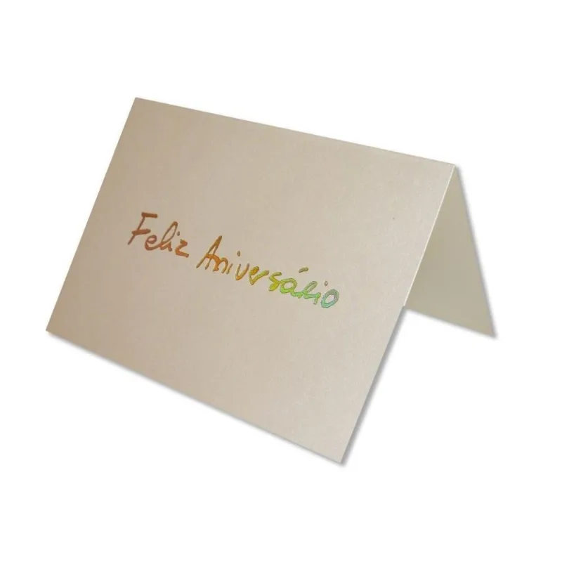 Cartão L. Diária Teca - Mini Fabriano Feliz Aniversário Creme