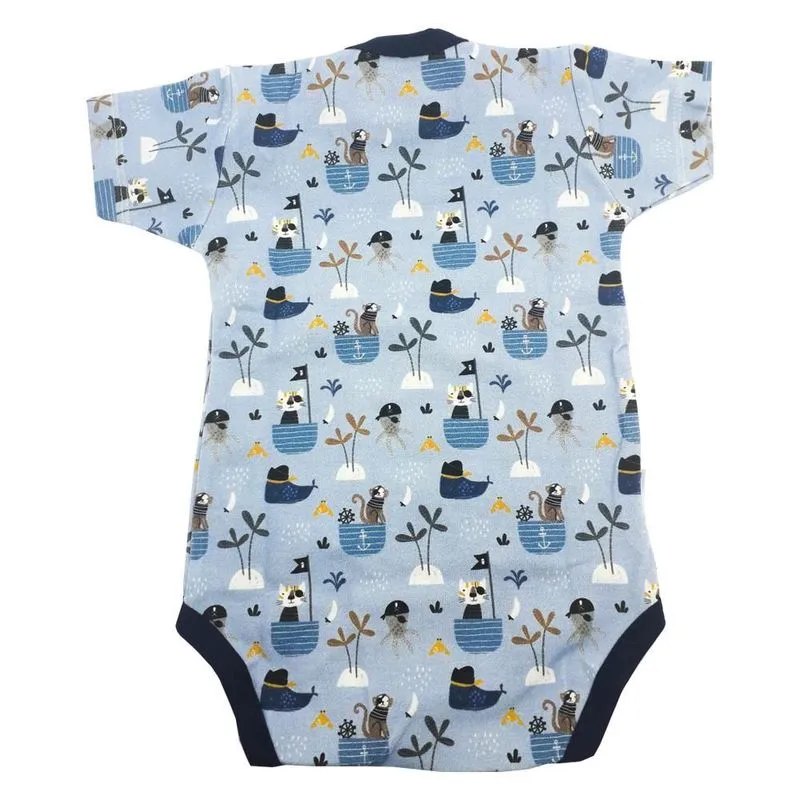 Body Basic Manga Curta Batistela Baby Pirata Azul INV20
