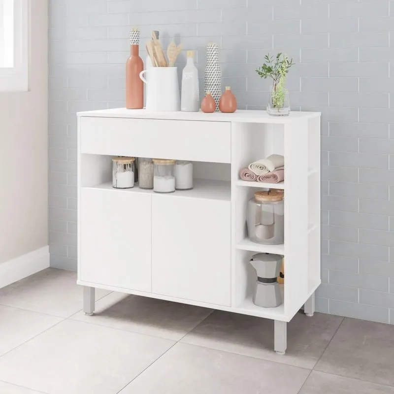 Balcão Para Cozinha Com 2 Portas E 1 Gaveta - Branco