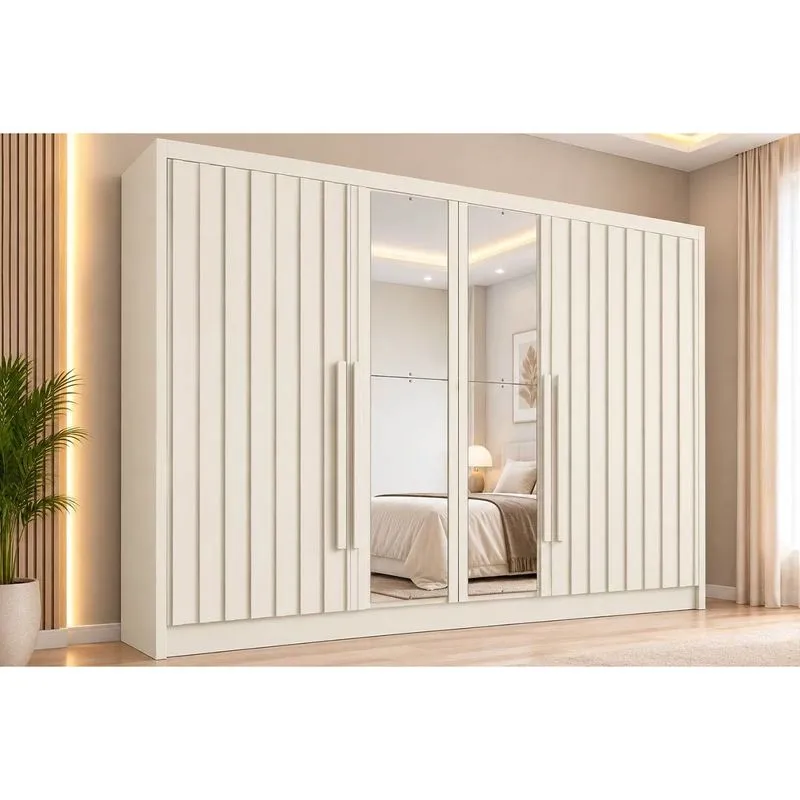 Guarda Roupa 4 Portas 4 Pts Rip 2 Esp 3Gv Potente Europa White