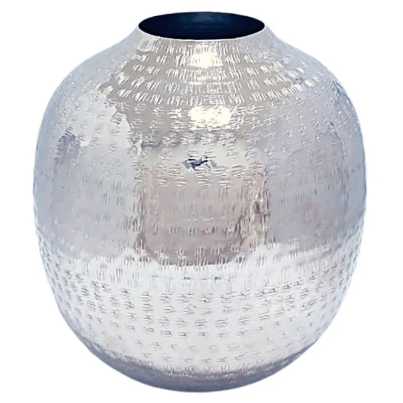 Vaso Redondo Decorativo 20cm em Alumínio Brascontinental