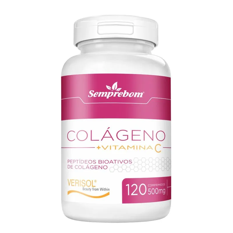 Colágeno Verisol + Vitamina C - 120 Comprimidos 500mg - Semprebom