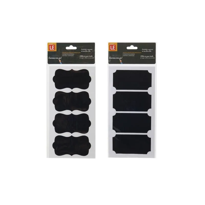 Etiqueta Adesiva de Papel Lousa Decorativa Tags com 4 Unidades Preta Modelos Diversos - Item Sortido