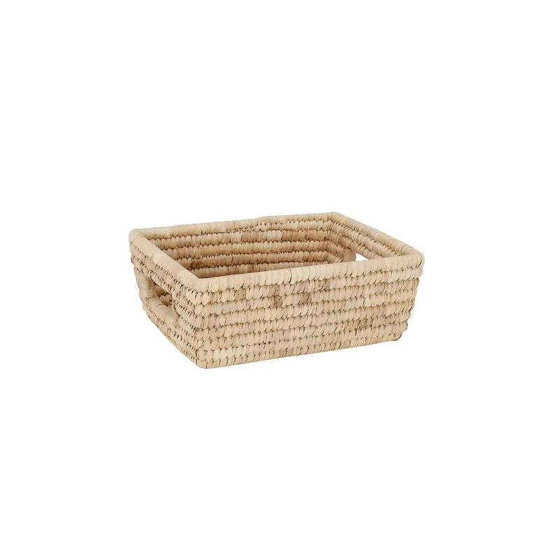 Cesta Le Dhaka de Rattan Bege com Alça Retangular 26x21x10cm