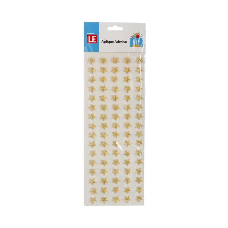 Adesivo Estrela Metalizada 12mm com 80 Unidades Dourado