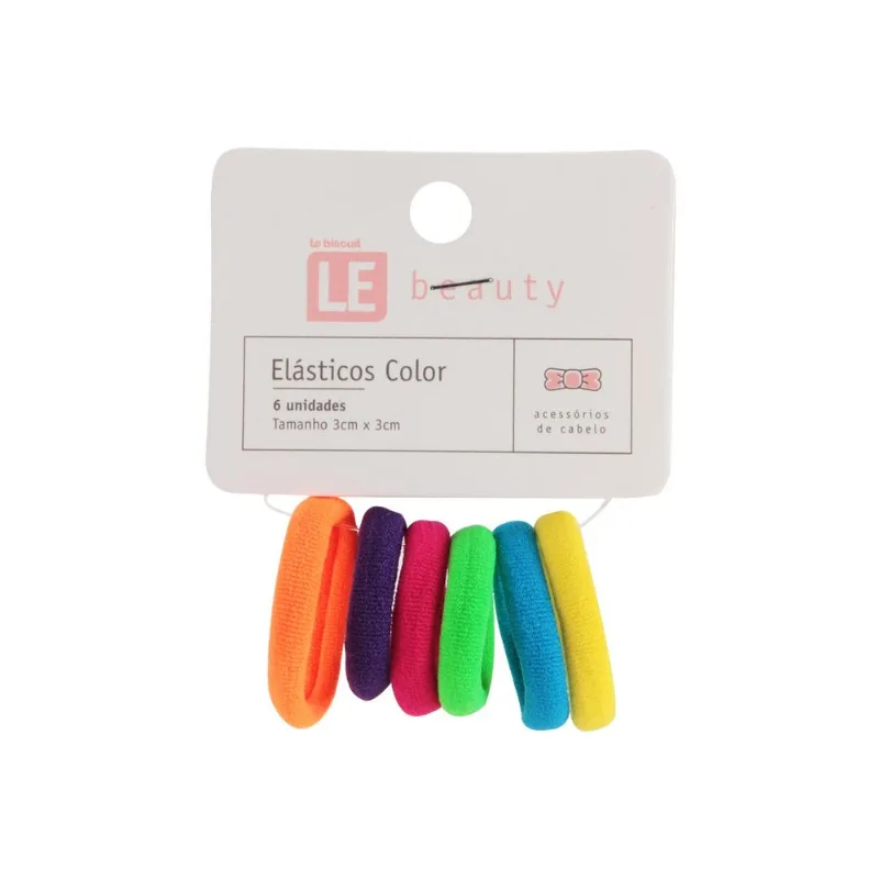 Elástico para Cabelo Le Color com 6 Unidades Pequeno Colorido