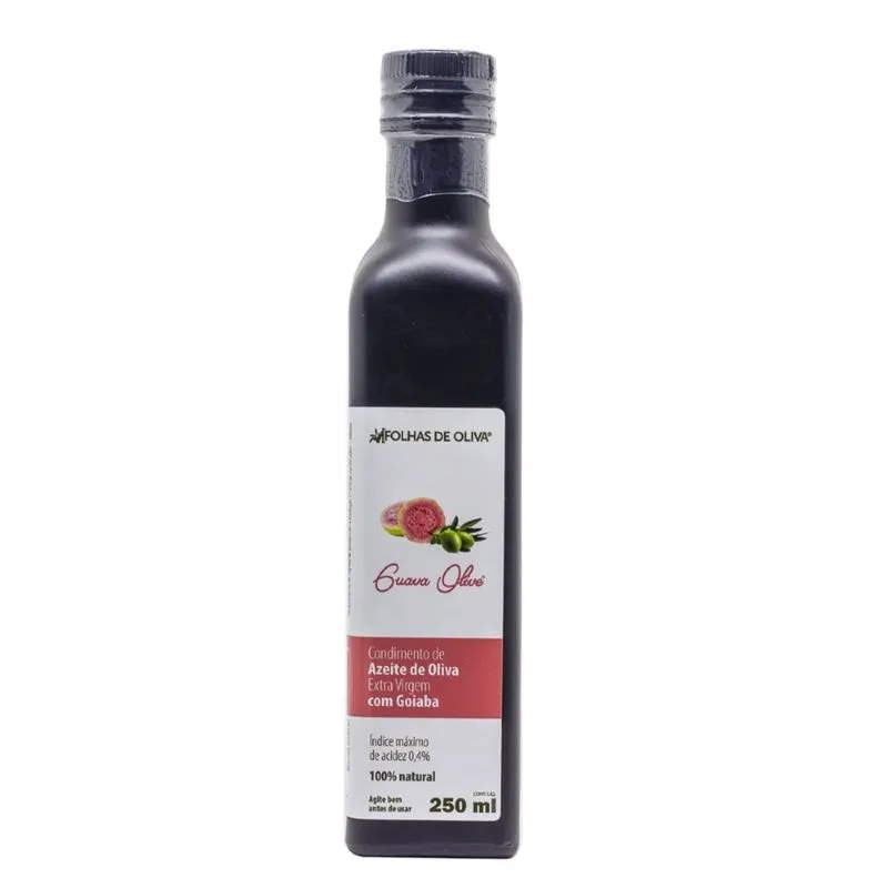 Condimento de azeite de oliva extra virgem com goiaba - GUAVA OLIVE - Folhas de Oliva - 250ml