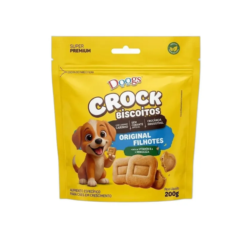 DOOGS CROCK BISCOITO CAES FILHOTE ORIGINAL 200G - petshop Malu