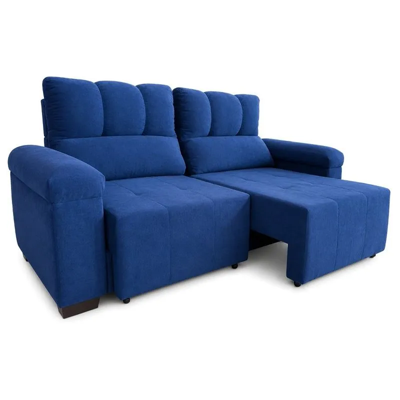 Sofá 3 Lugares Marjom Viver Veludo Paris Azul Marinho (MP)