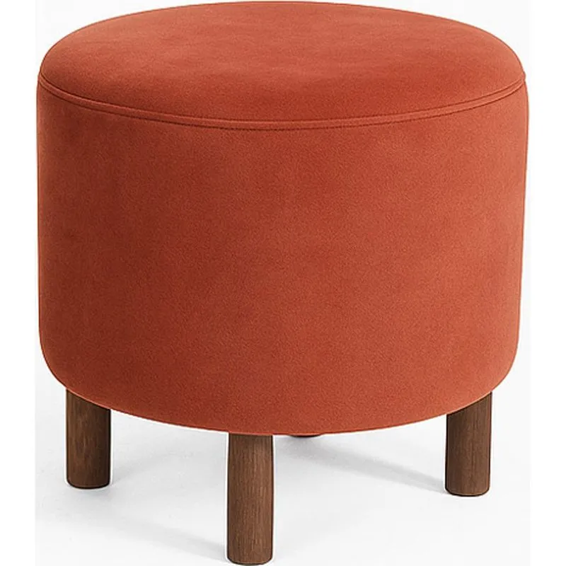 Puff Marjom Ipe Redondo 38147 Veludo Inca Liso Cor Ferrugem