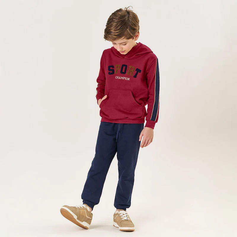 Conjunto Moletom Blusa Capuz e Calça Sport Vermelho Tileesul - Masculino 06 / Menino