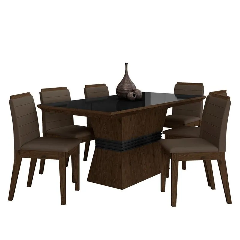 Conjunto Mesa De Jantar 6 Cadeiras Nairóbi Imbuia/preto/marrom - Ma