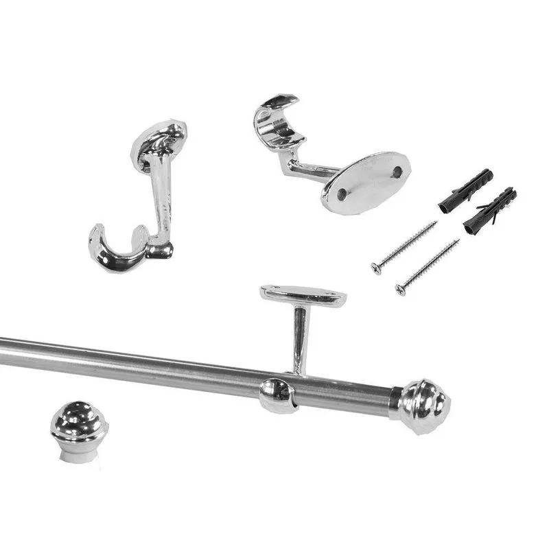 Kit Varão Varal Simples 3,20m 19 Mm Cromado Suporte Teto