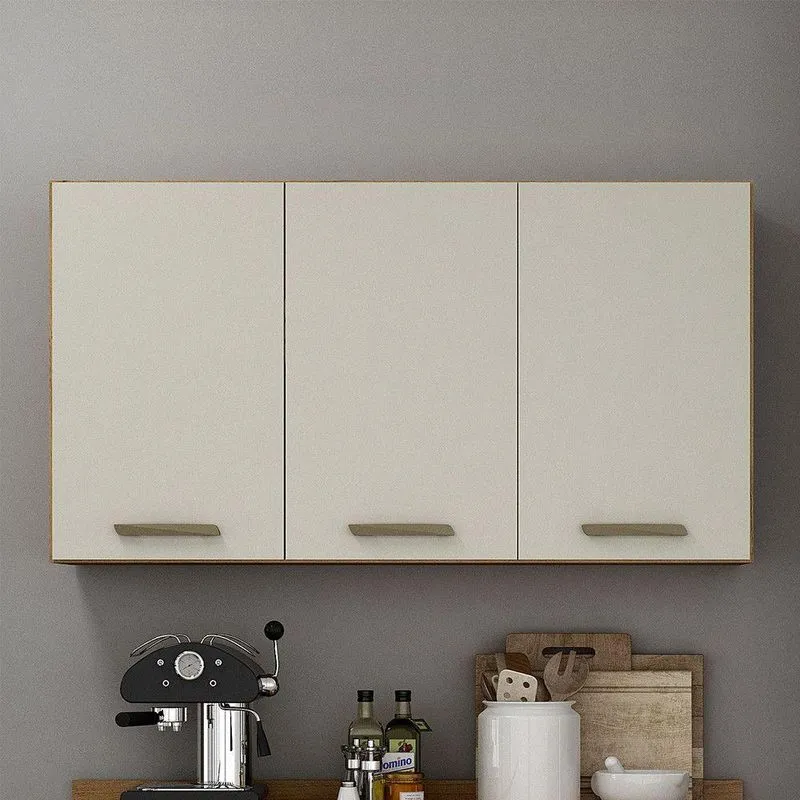Armário Aéreo 120 Cm 3 Portas São Luis Valdemóveis Cinamomo/off White