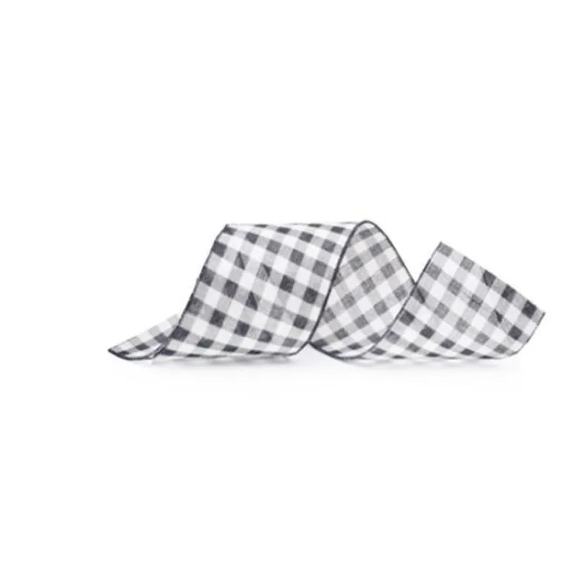 Fita de Natal Xadrez Branco e Preto 6,3cmx914cm - 3 Unidades