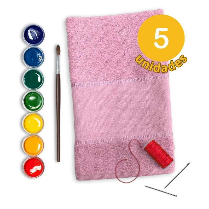 Kit 5 Lavabos Felpudas Para Bordar Ponto Russo Rosa