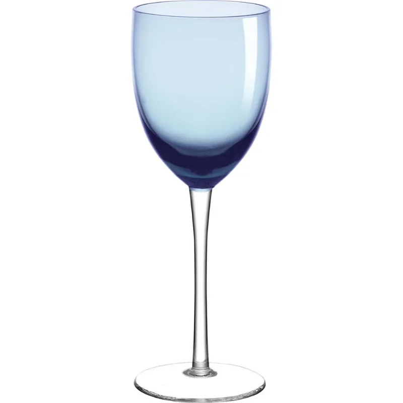 Taça Vinho Pé Transparente 6 peças Vidro Azul 290Ml Josephine 21X7X7Cm