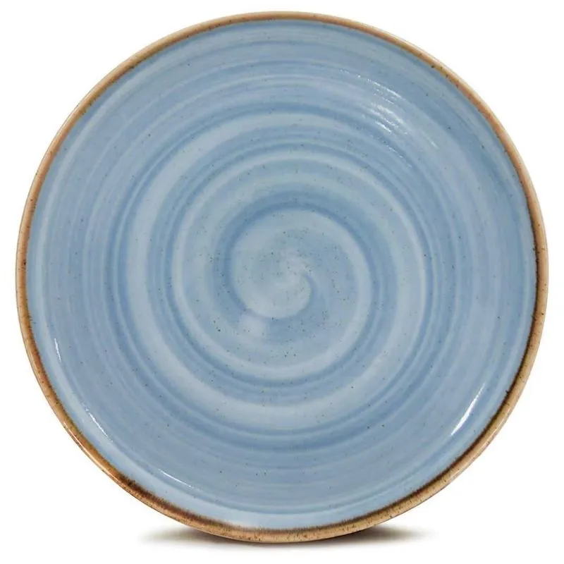 Prato Coupé Raso Porcelana Corona Artisan 17cm Azul Yoi