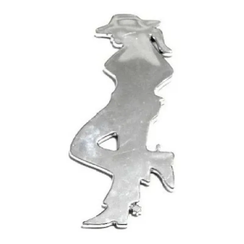 Emblema Adesivo Alto Relevo 3d Mulher Cowgirl Peão Cromado