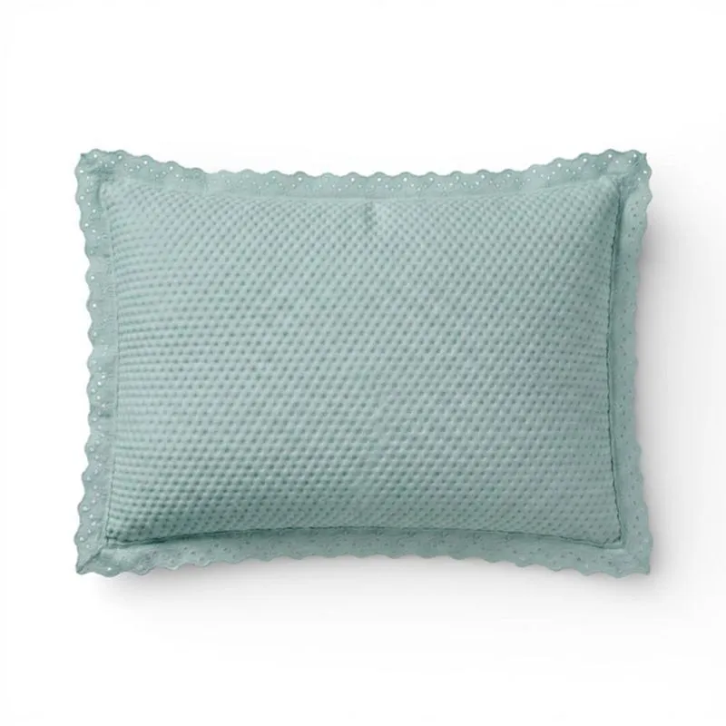 Porta Travesseiro Romantic Bordado Inglês 50CM X 70CM Poliéster Verde Corttex