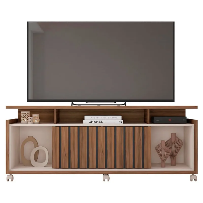 Rack Bancada para Tv até 65 Polegadas 1 Porta Oasis Caemmun Nogueira - Caemmun