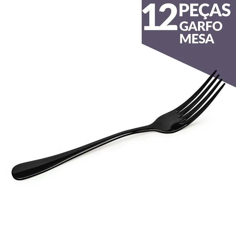 Kit C- 12 Garfos De Mesa Elite Glamour Black