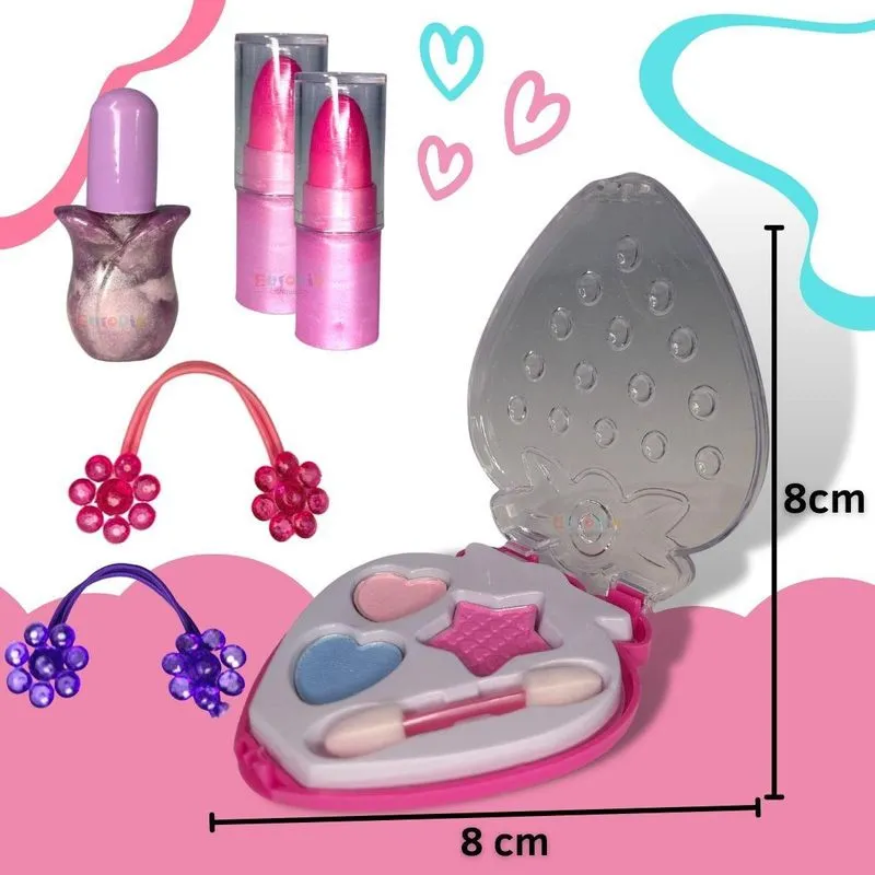 Kit Maquiagem Infantil Antialérgica Presente P Menina Rosa