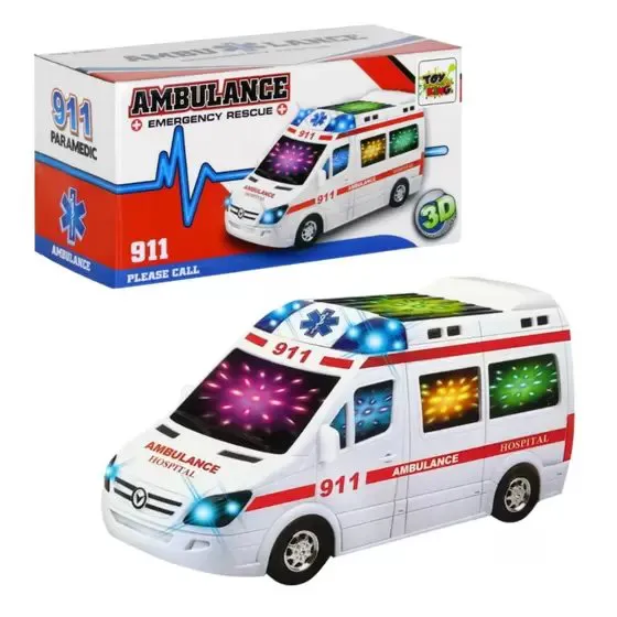 Ambulância De Brinquedo Infantil Com Luzes Som Bate E Volta