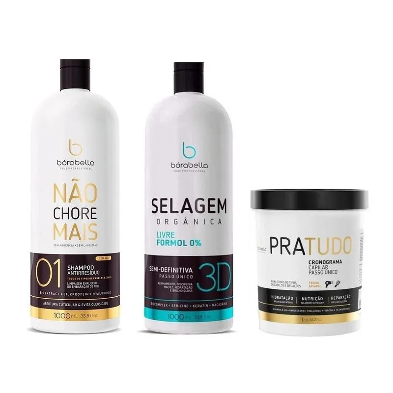 Shampoo Antirresíduos + Selagem 3d + Pra Tudo 1kg Borabella