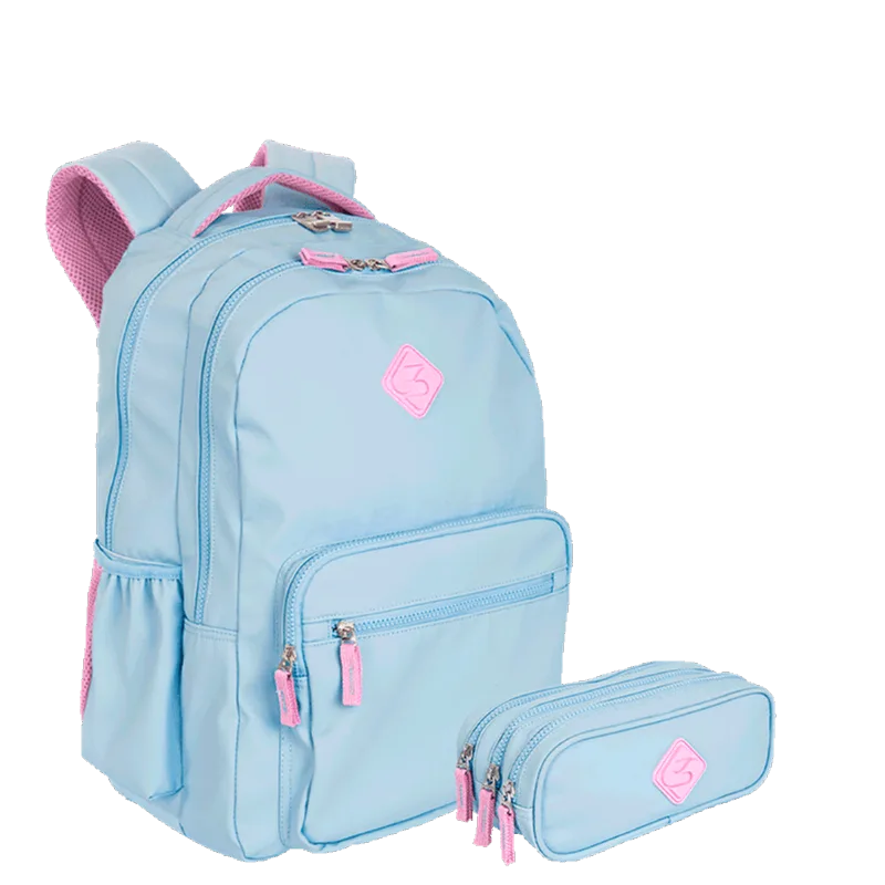 Kit Mochila 2 Compartimentos Sestini College e Estojo 3 Compartimentos Sestini Hydroblock - Azul