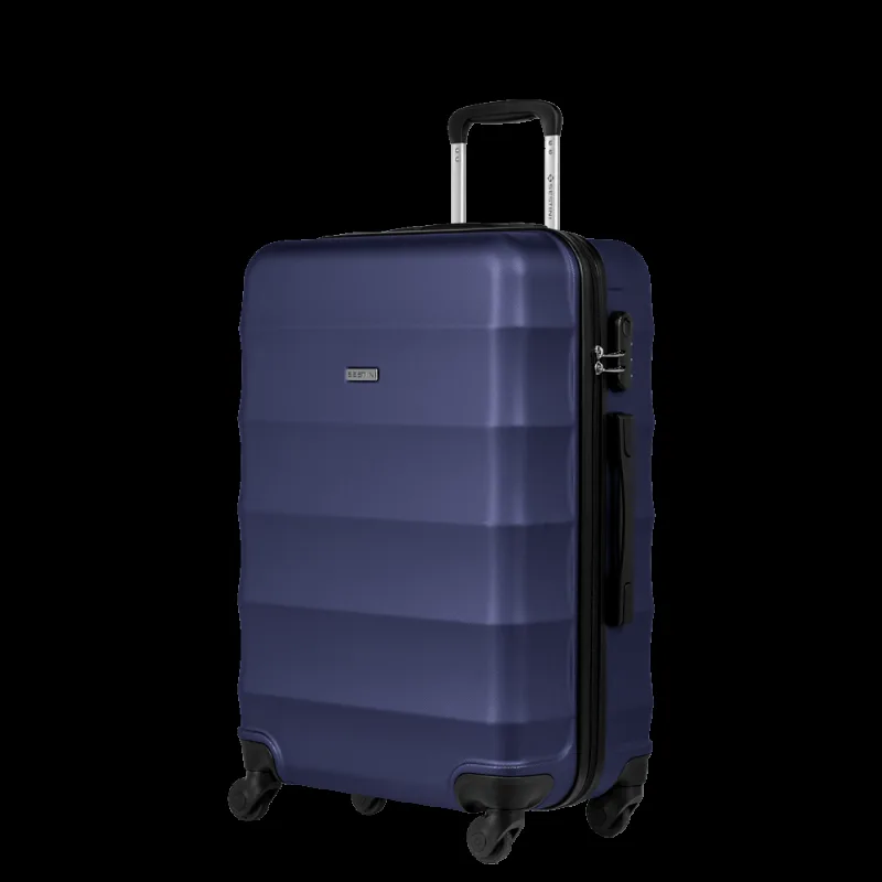Mala de Viagem Média 23 kg ABS com Rodas 360° Basic - Azul marinho