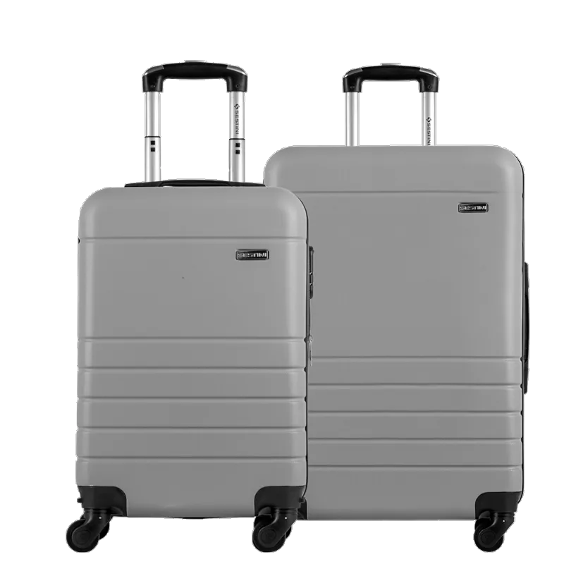Kit 2 Malas de Viagem Média e Bordo em ABS Essencial 2 - Prata