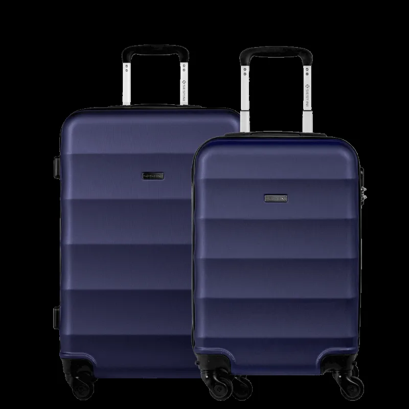 Kit 2 Malas de Viagem Média e Bordo em ABS Basic - Azul marinho