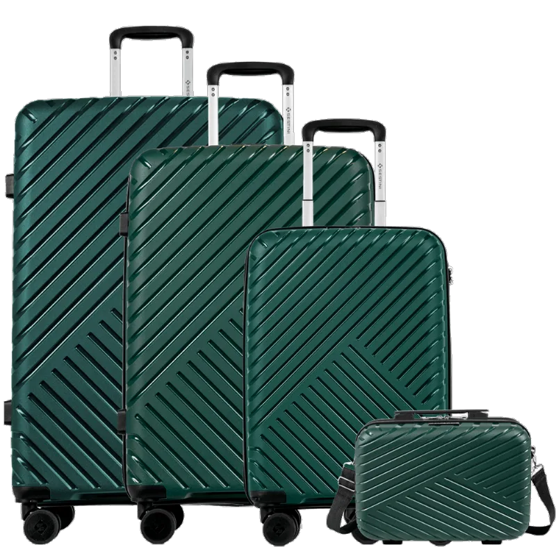 Kit 3 Malas de viagem Grande, Média e Bordo e 1 Frasqueira em Polipropileno PP Essencial 2 - Verde