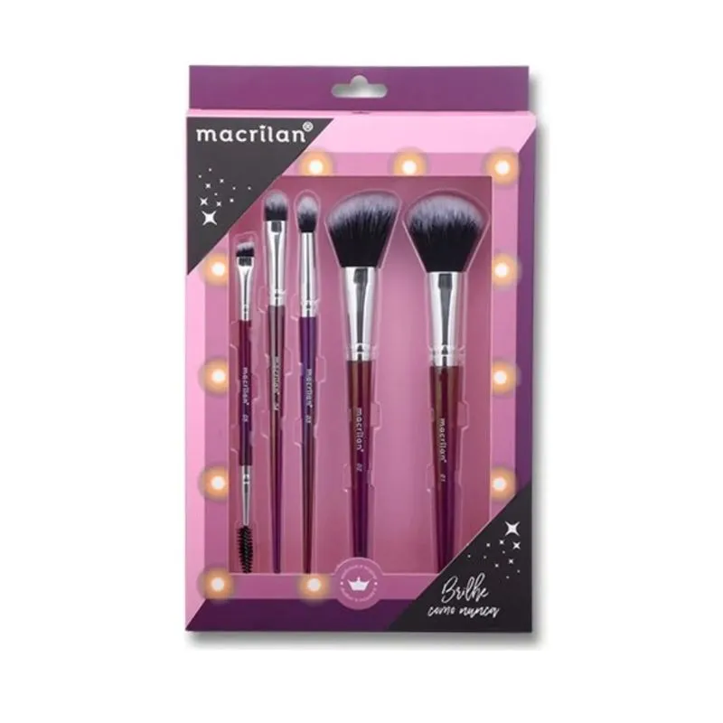 MACRILAN KIT BRILHE COMO NUNCA COM 5 PINCEIS PARA MAQUIAGEM ED014